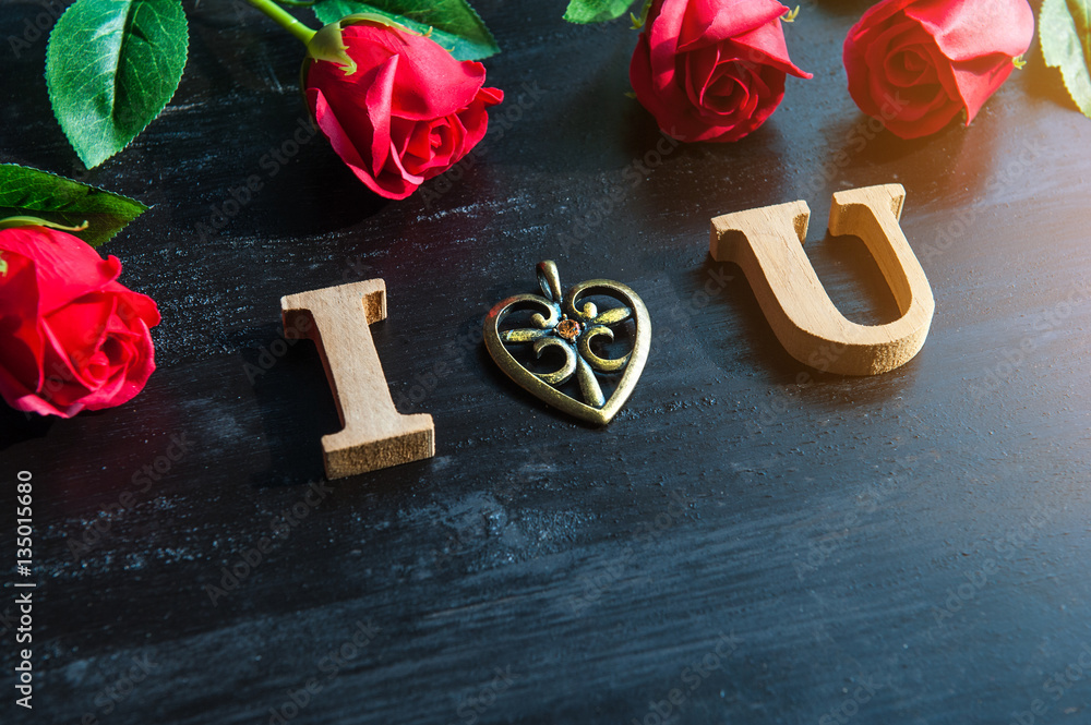 Φωτογραφία I Love You, Red rose with the words I Love You
