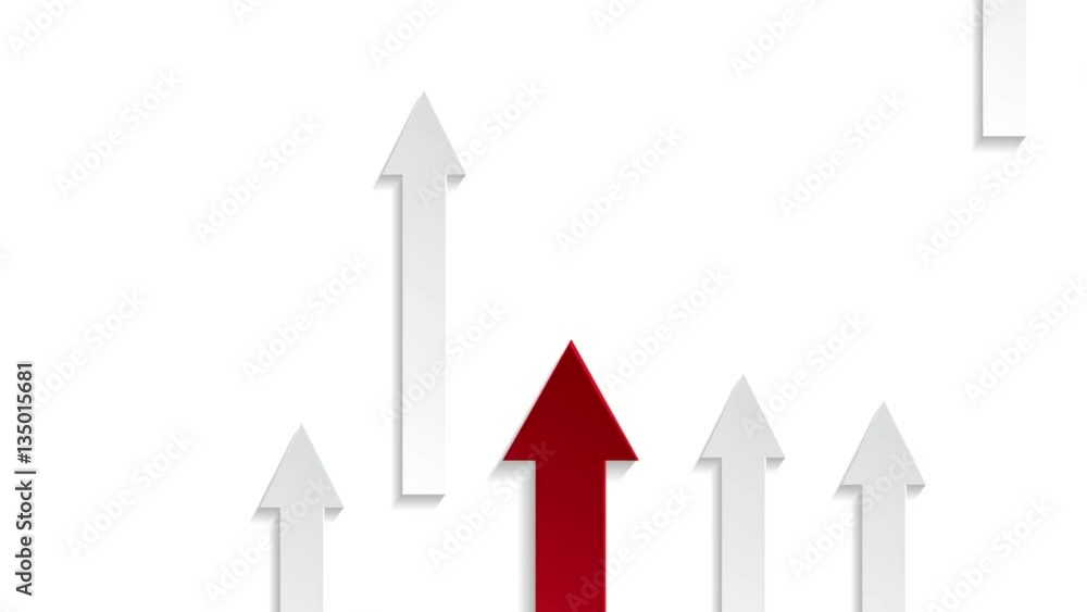 Paper Rising White and Red Arrows in Origami Style - Looping Abstract Video Footage Paper Rising White and Red Arrows in Origami Style - Looping Abstract Video Footage