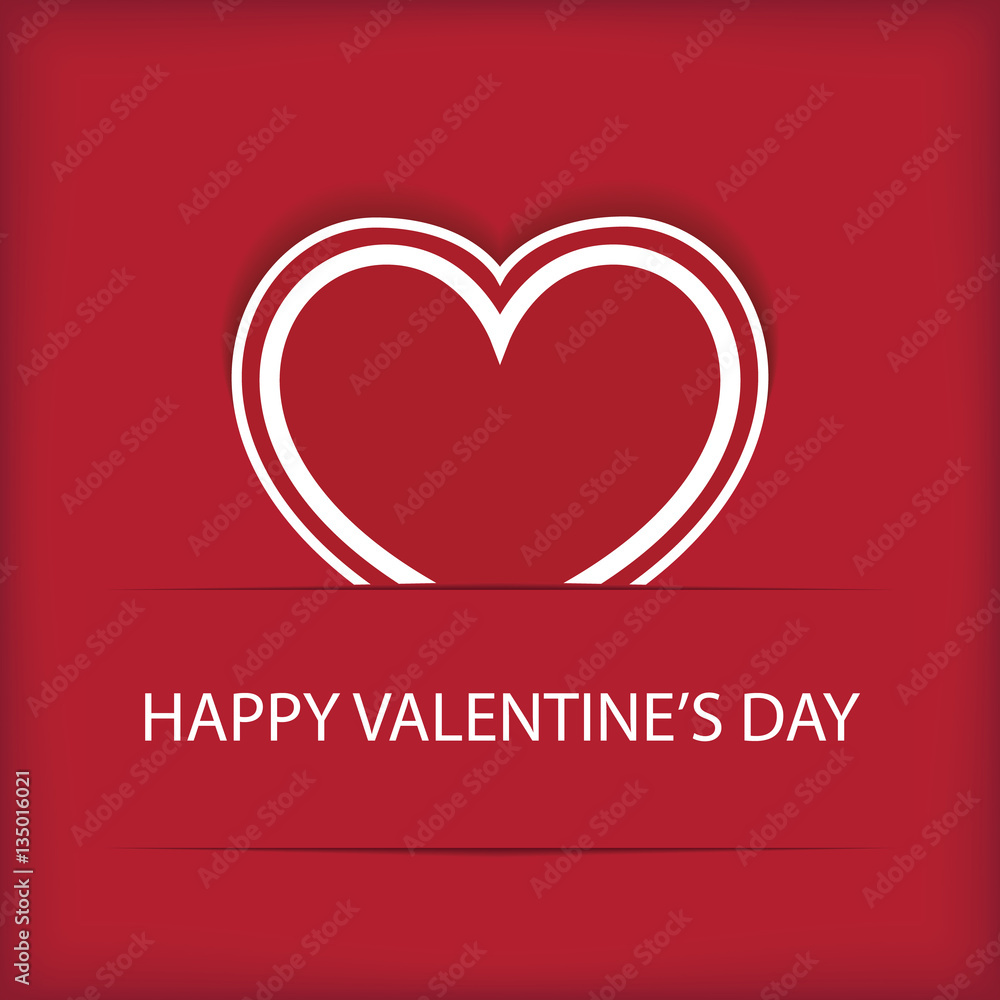 Valentine's day abstract background with cut paper heart. Vector illustration