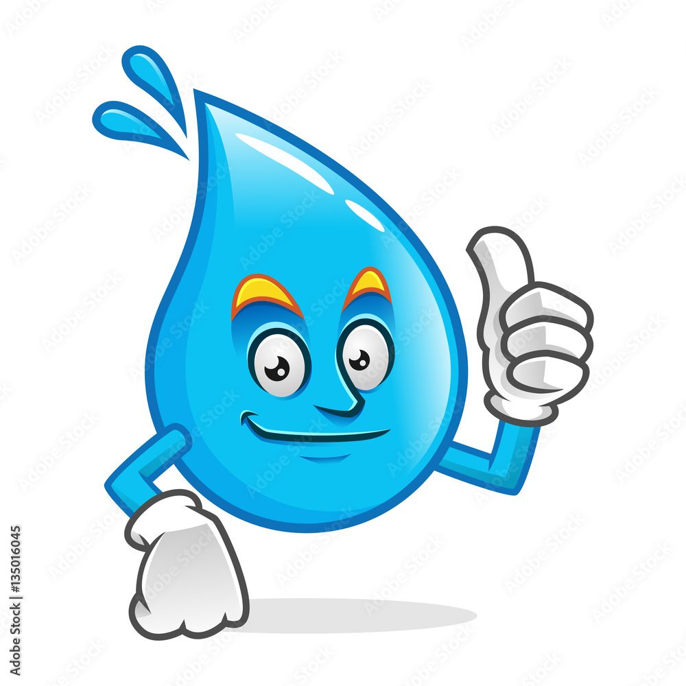 Thumb up water mascot, water character, water cartoon vector Thumb up water mascot, water character, water cartoon vector