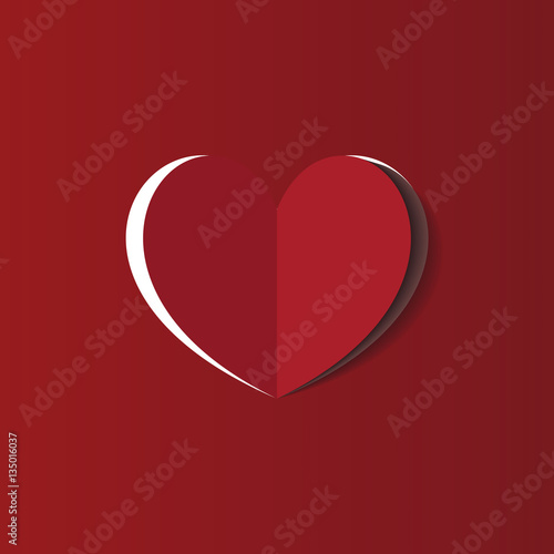 Valentine's day abstract background with cut paper heart. Vector illustration