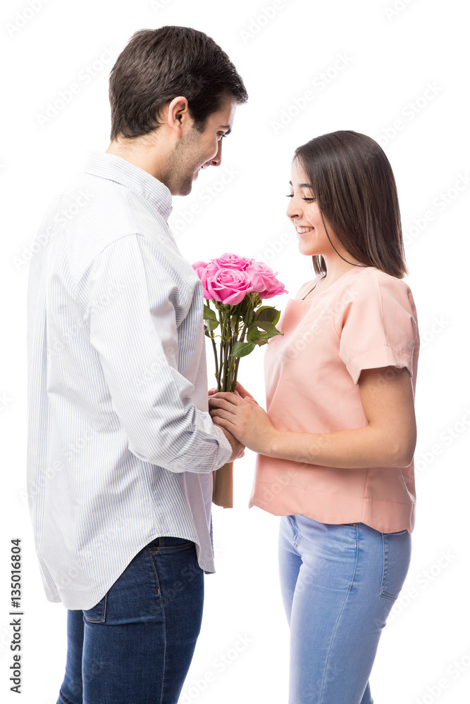 Boyfriend bringing flowers to his girl Boyfriend bringing flowers to his girl