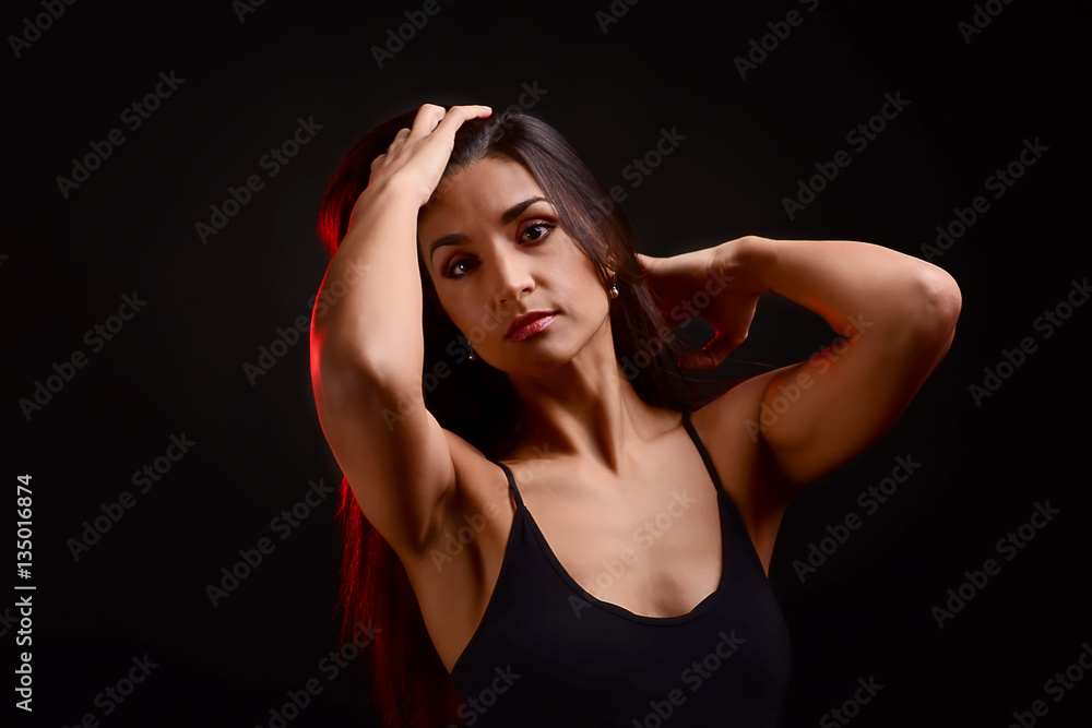 Girl on a black background Girl on a black background