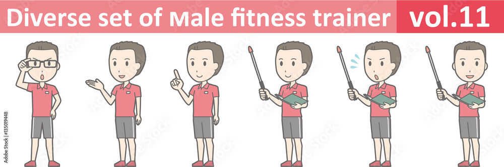 Diverse set of male fitness trainer, EPS10 vol.11 Diverse set of male fitness trainer, EPS10 vol.11