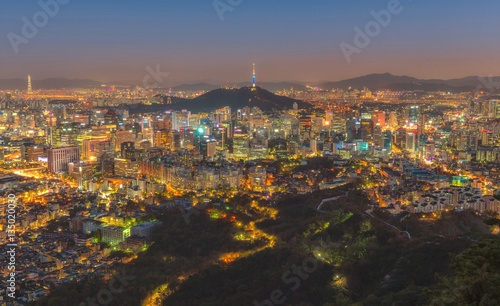 View the most beautiful in Seoul and the Seoul Tower, South Korea.