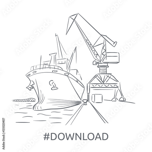 ship loading harbor cranes