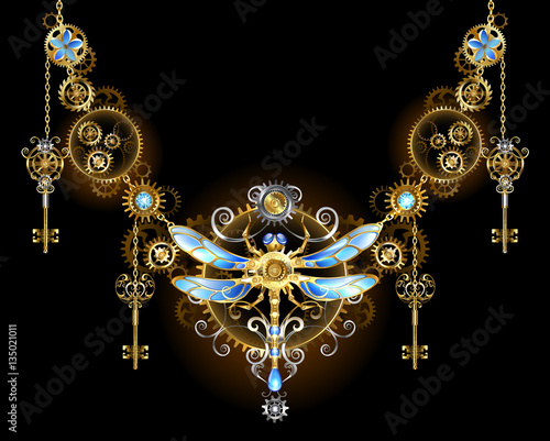 Symmetric ornament with dragonfly