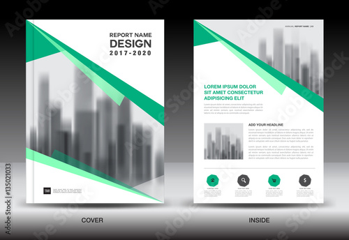 Annual report brochure flyer template, Green cover design, business flyer template, book, company profile
