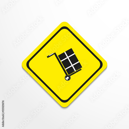 Trolley for transporting goods. Vector icon.