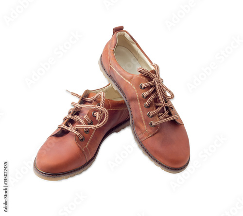 Pair of new leather brown mens shoes