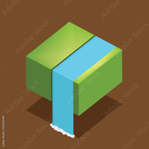 waterfall with isometric concept