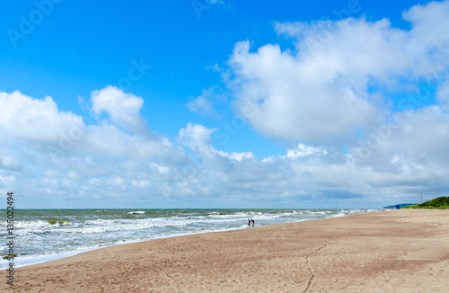 Sandy beach at Baltic seaside  Klaipeda  Lithuania