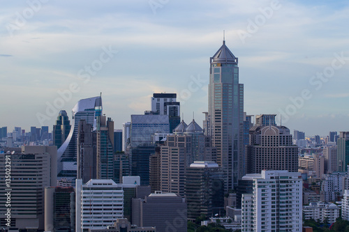 Bangkok modern office buildings, condominium in Bangkok city downtown with sky , Bangkok , Thailand