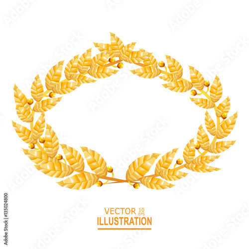 Laurel Crown. Greek Wreath With Golden Leaves. Vector Illustration photo