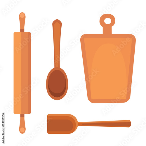 Vector Set Kitchen Utensils. cooking tools flat style. cook equipment isolated objects