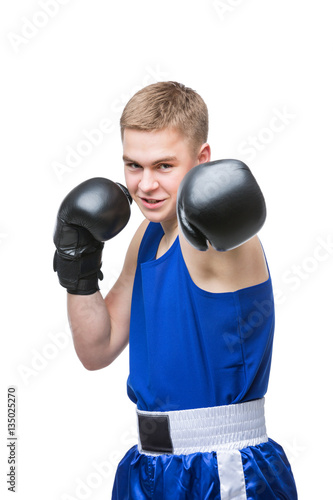 Young boxer sportsman in blue sport suit © svetography