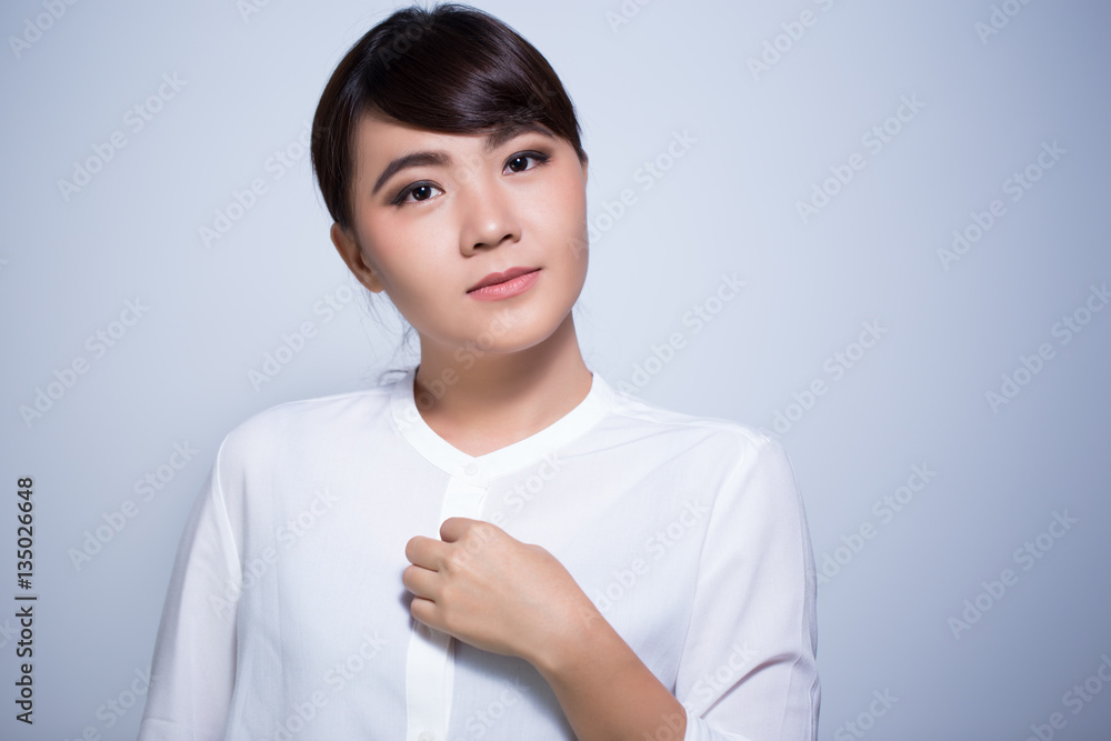 Asian woman is happy on isolaed background Asian woman is happy on isolaed background