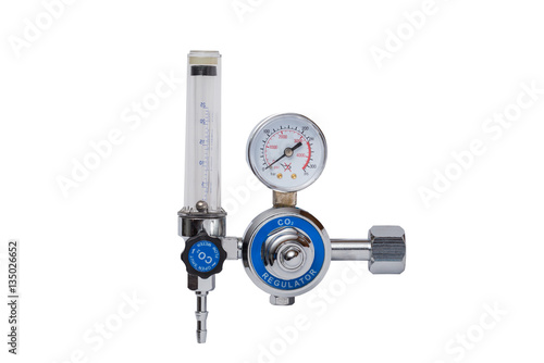 Carbon dioxide - CO2 regulator gauge isolated on a white background