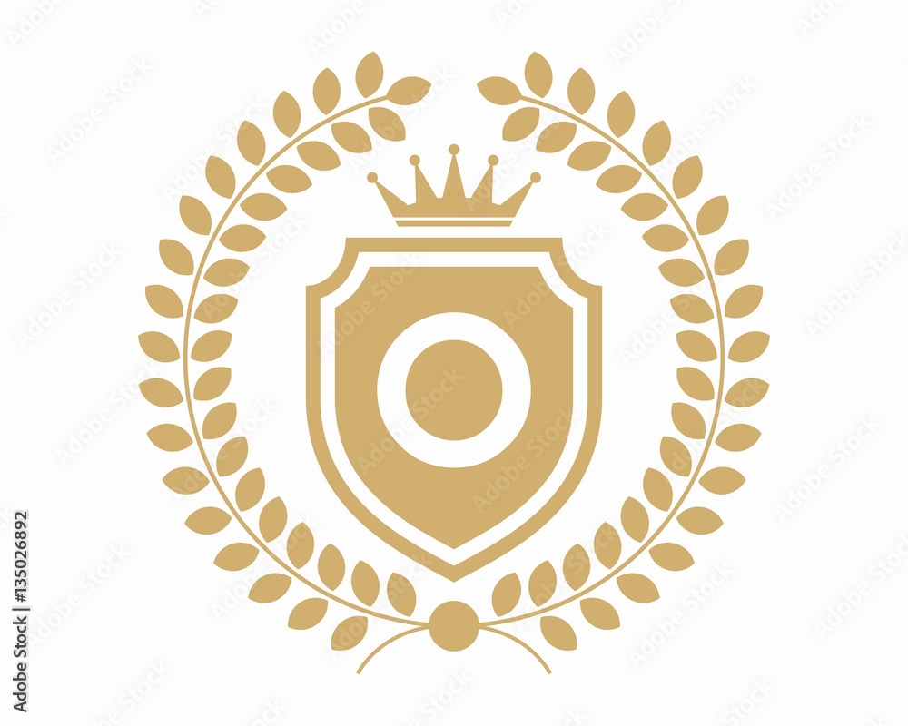 initial O crest with crown Heraldic Elegant Logo initial O crest with crown Heraldic Elegant Logo