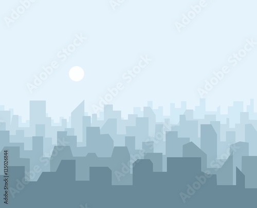 City skyline urban landscape. Cityscape silhouette in flat style