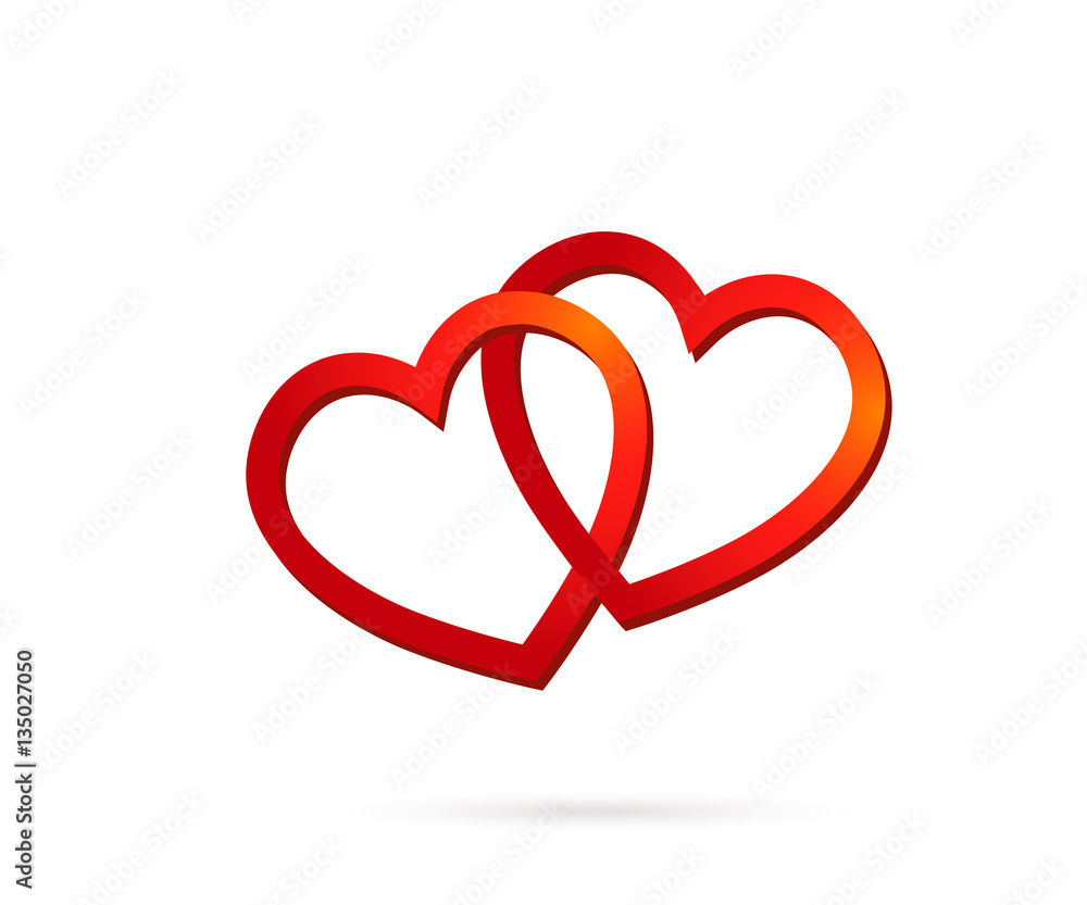 Love Hearts. two hearts connected. vector symbol concept for valentine , couple. Vector EPS 10 Love Hearts. two hearts connected. vector symbol concept for valentine , couple. Vector EPS 10