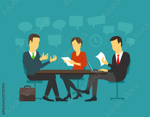 Jobseeker and employer talk interviewing. Simple concept with working candidate sit at the table situation.