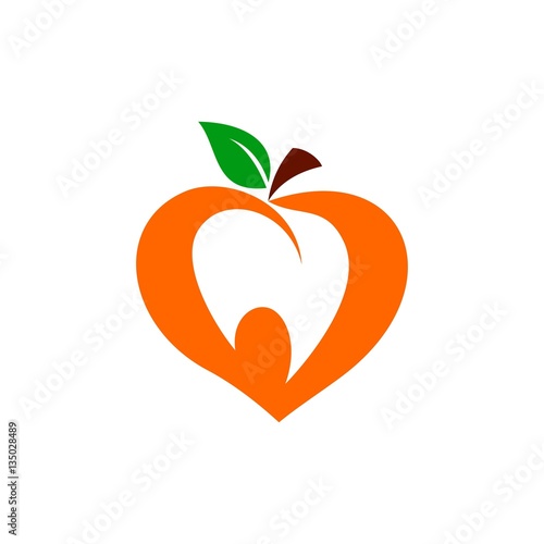 Dentist Icon on Peach Fresh Fruit Logo Vector