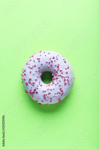 Sweet donut on paper background