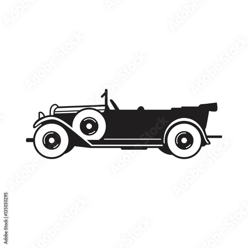 Vintage car vector icon. Phaeton type old timer. Transport or vehicle design template.