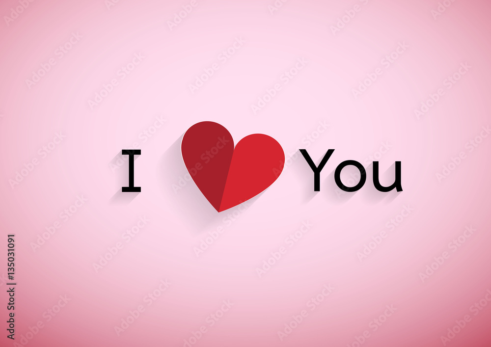 I LOVE YOU - Paper Origami background or card. Vector illustration