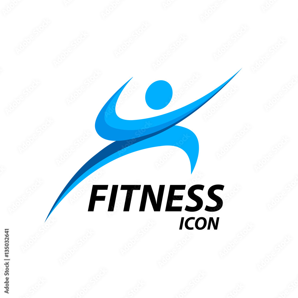 Athlete Fitness logo with abstract blue healthy body wellness icon isolated on white background. Vector illustration. Athlete Fitness logo with abstract blue healthy body wellness icon isolated on white background. Vector illustration.
