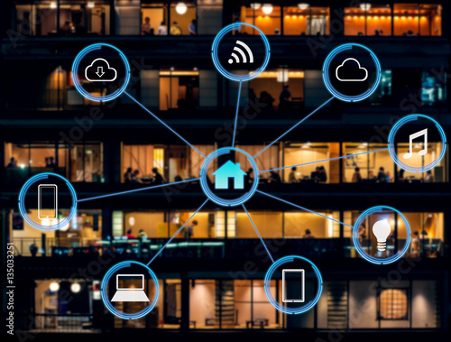 Internet of things futuristic background showing domotic connect