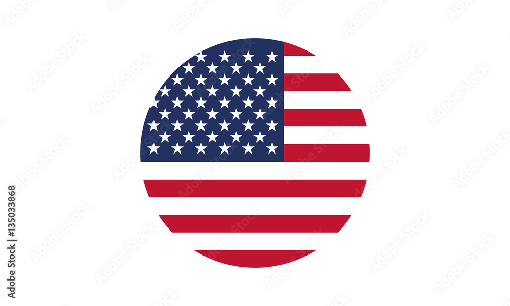 Vector - America Flag Circle Flat Design - Vektor Amerika Fahne Kreis flach  - Icon, Symbol, Pictogram Stock-Vektorgrafik