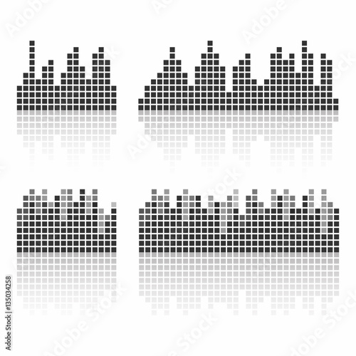 Square sound waveforms. Music waves logo for sound studio  template for ui  musical equipment  vst. Vector illustration