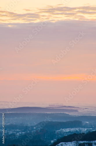 Winter landscape during sunset