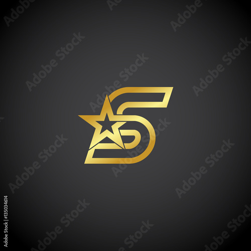 Letter S logo,Gold star sign Branding Identity Corporate unusual logo design template