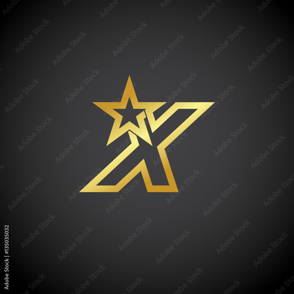Letter X logo,Gold star sign Branding Identity Corporate unusual logo design template Letter X logo,Gold star sign Branding Identity Corporate unusual logo design template