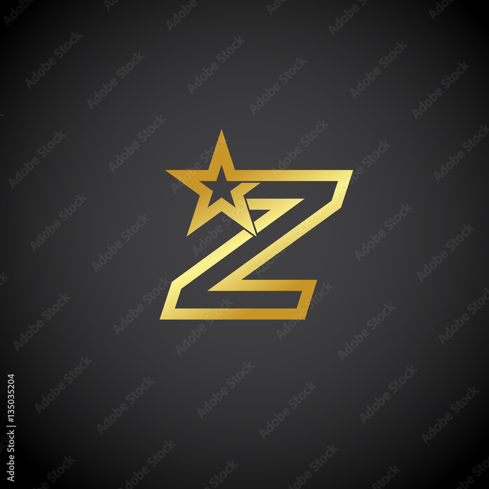 Letter Z logo,Gold star sign Branding Identity Corporate unusual logo design template Letter Z logo,Gold star sign Branding Identity Corporate unusual logo design template