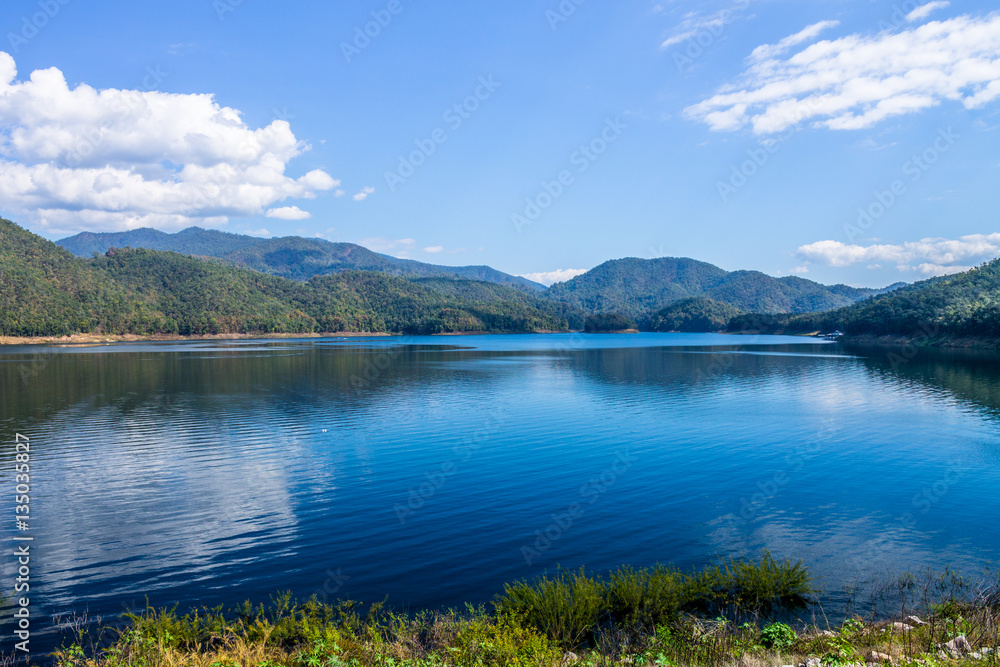 Reserved water at Mae Ghat irrigation dam Reserved water at Mae Ghat irrigation dam