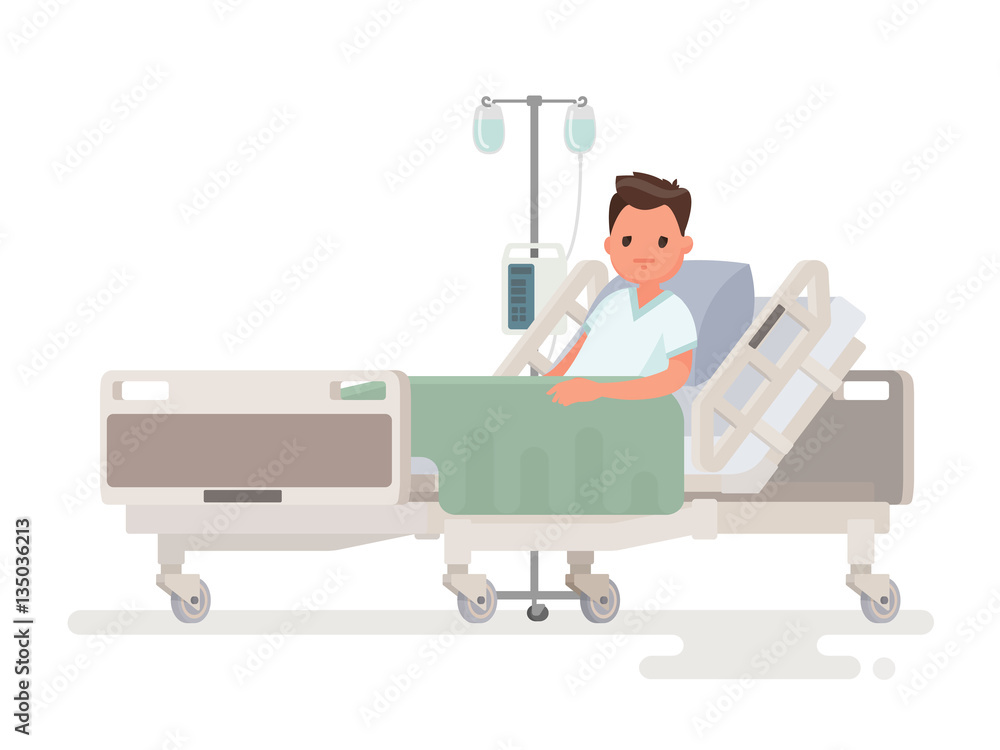 Hospitalization of the patient. A sick person is in a medical be Hospitalization of the patient. A sick person is in a medical be