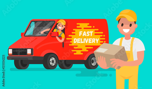 Service fast delivery. Illustration in a flat style for mobile a