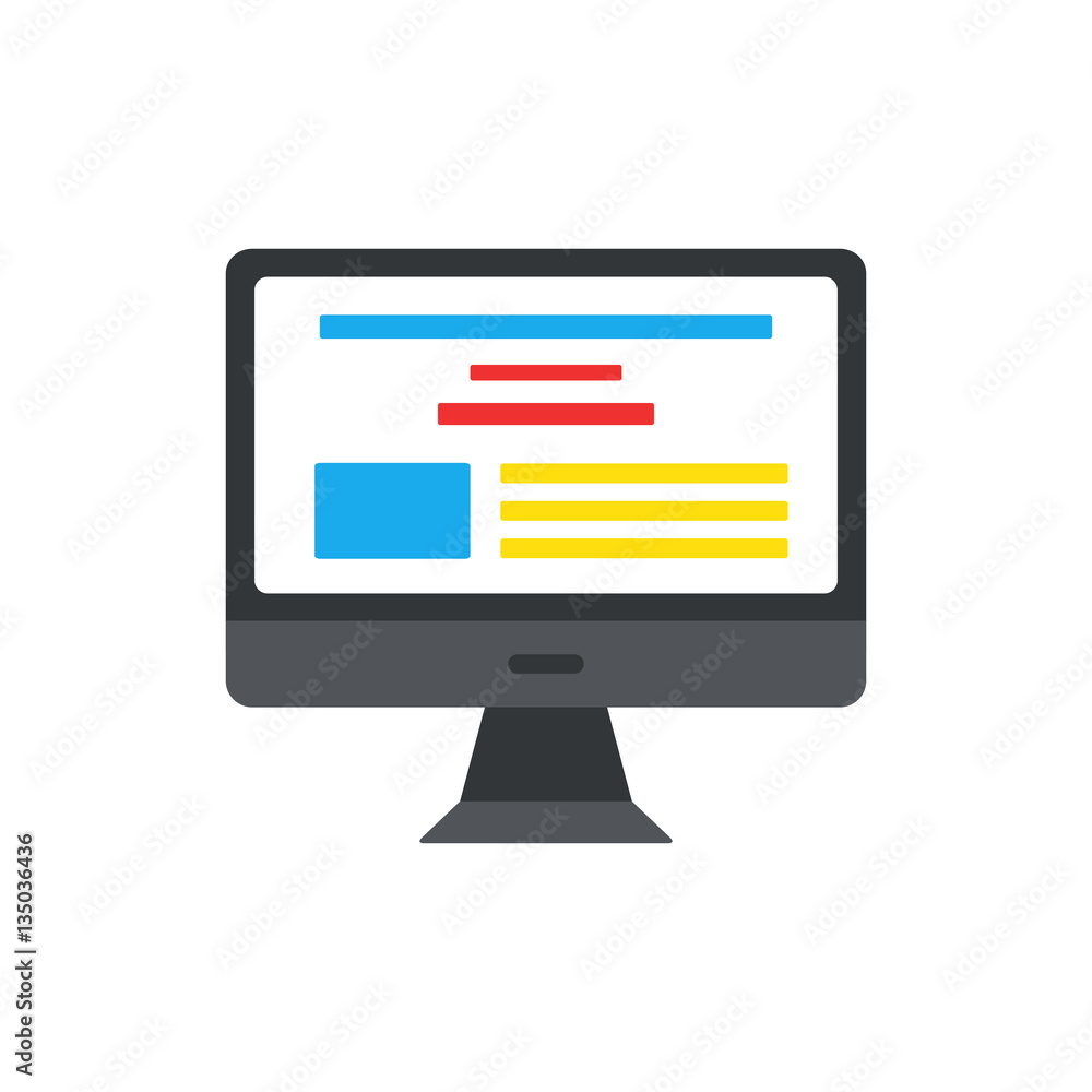 The computer icon. Flat Vector illustration The computer icon. Flat Vector illustration