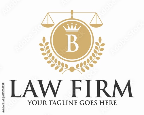 INITIAL B LAW FIRM WITH CROWN AND CREST LOGO TEMPLATE