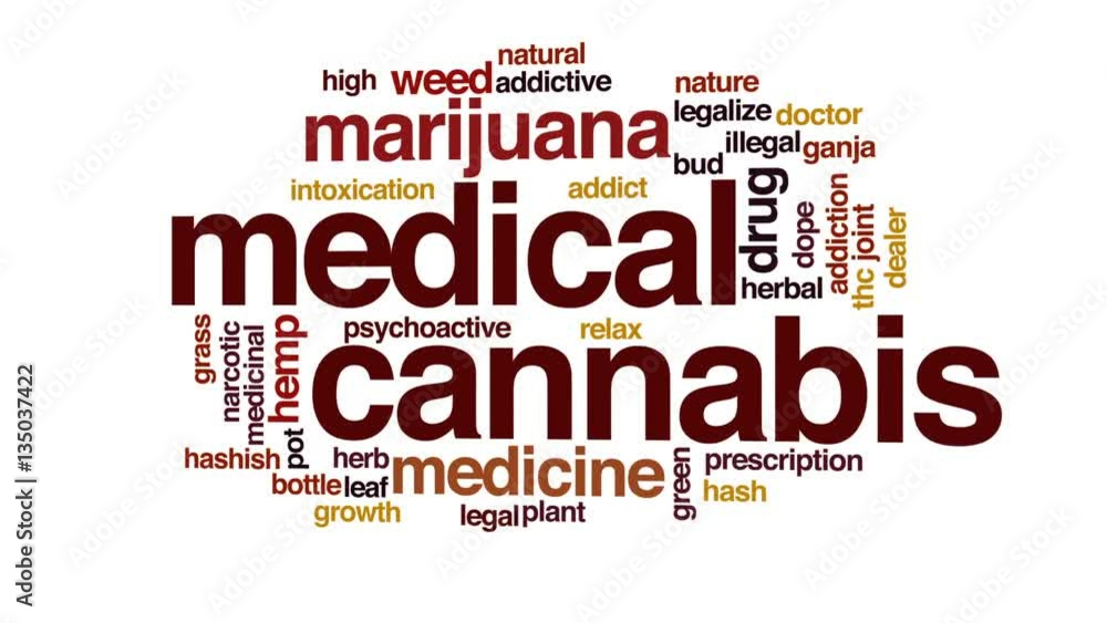 Medical cannabis animated word cloud, text design animation. Medical cannabis animated word cloud, text design animation.
