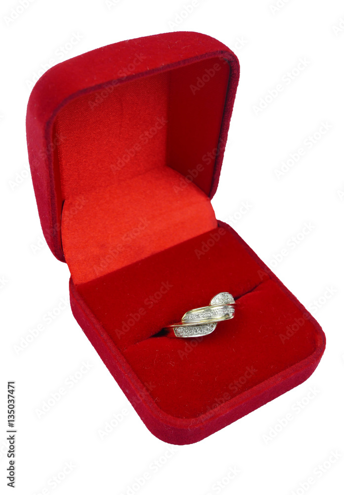 ring in gift box isolated on white ring in gift box isolated on white