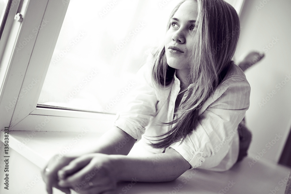 Obraz premium bright portrait of blond in high key