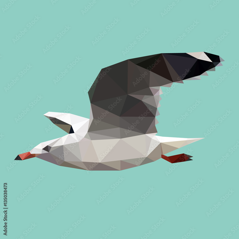Naklejka premium triangle polygonal seagull, geometric polygon bird, vector