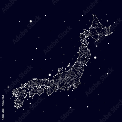 Photography constellation vector map of japan