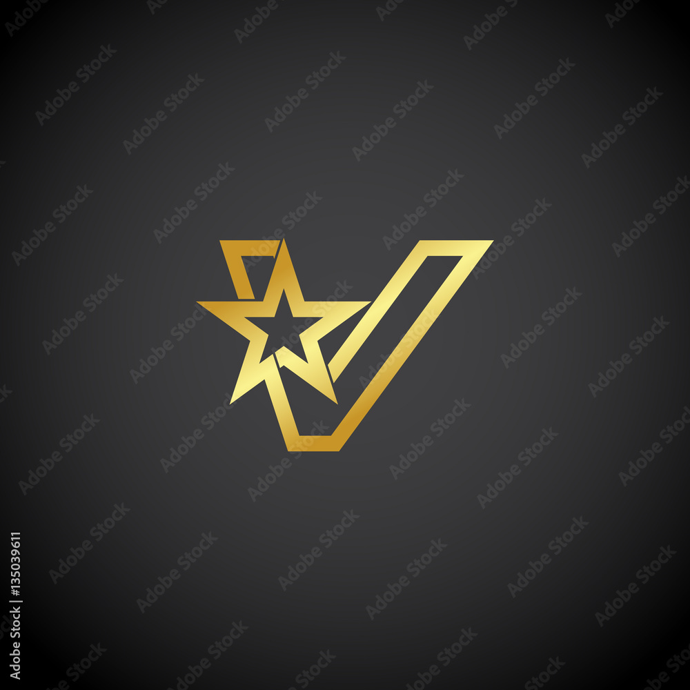 Letter V logo,Gold star sign Branding Identity Corporate unusual logo design template Letter V logo,Gold star sign Branding Identity Corporate unusual logo design template