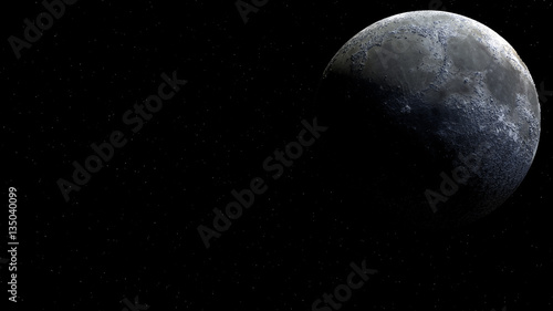 Full moon globe from space with sunlight